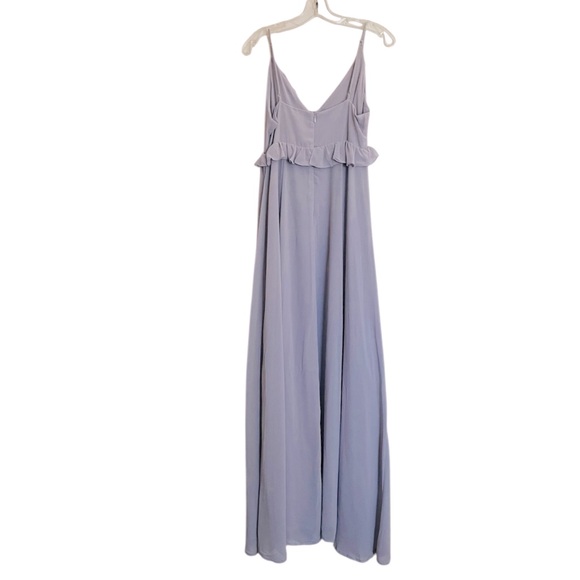 ASTR The Label Adoria Ruffled V-Neck Side Slit Chiffon Maxi Dress NEW - Picture 9 of 14